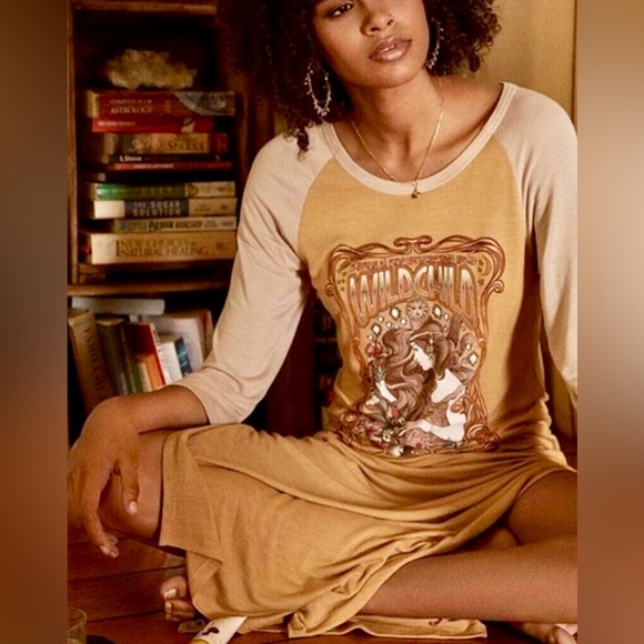 Spell & The Gypsy Wild Child Raglan T Shirt Midi Dress NWT - Picture 5 of 16